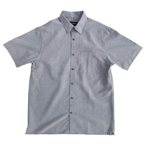 Brandini Spring Summer Square Print Blue Short Sleeves Button Shirt Men's Size S